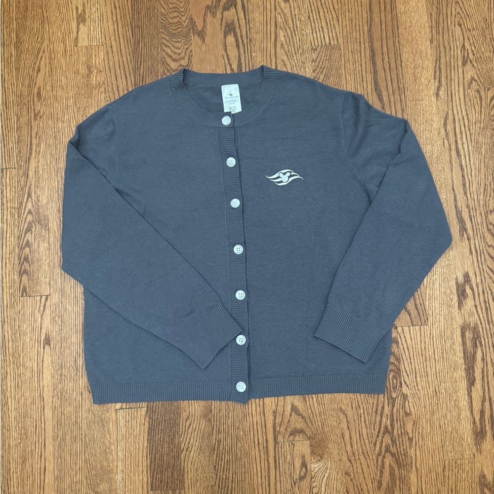 Disney Cruise Line Women’s Gray Cardigan Sweater Button Up Size Large
